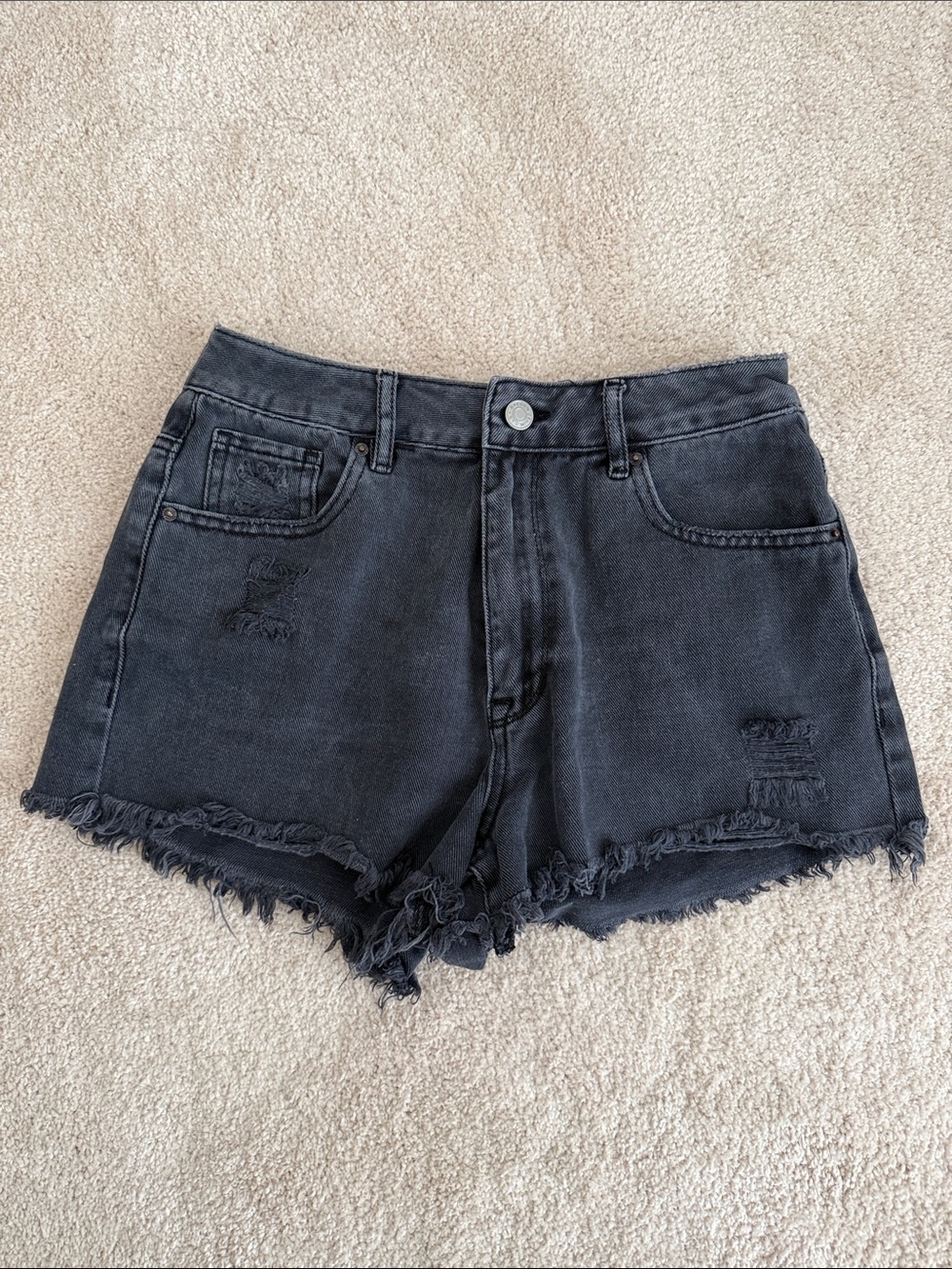 PacSun Black Distressed Denim Cutoff Shorts